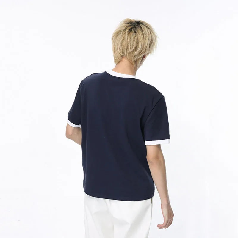 Simple Style Broadcloth O-Neck T-Shirt
