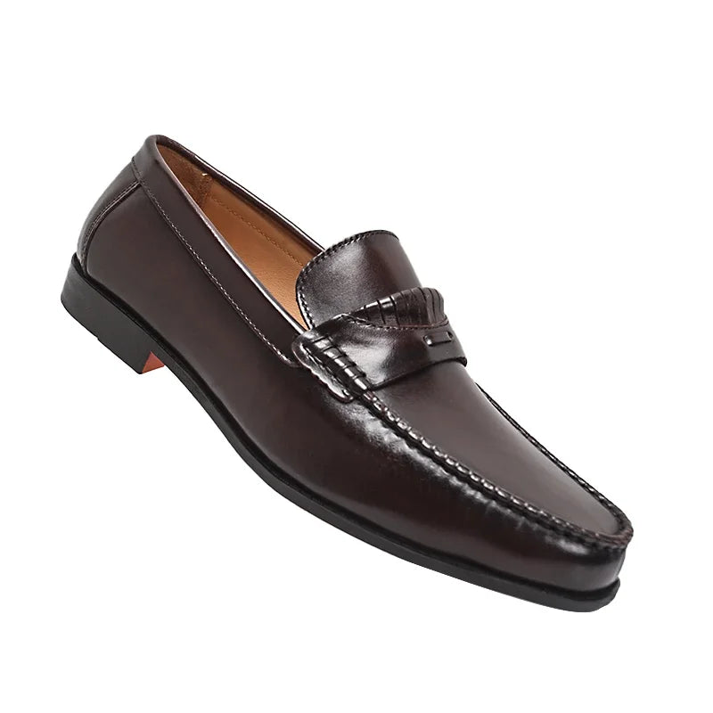 Casual Glossy Genuine Leather Loafers