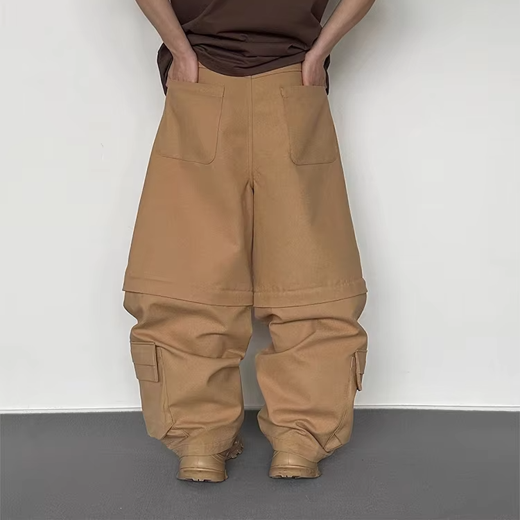 Hip-Hop Wide Leg Solid Cargo Pants