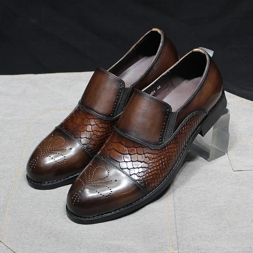 Crocodile Print Slip-On Office Dress Loafers