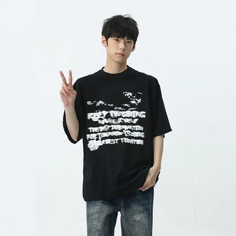 Trend Printing Round Neck Casual T-Shirt