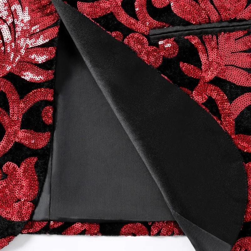 Red-Black Luxury Shimmer Blazer