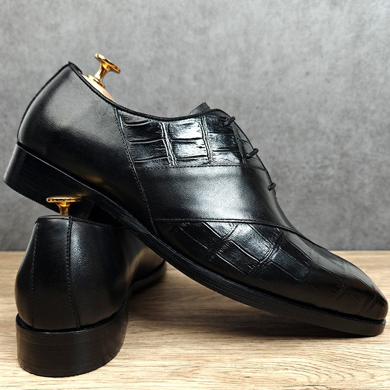 Black Half Croc Textued Solid Shoes