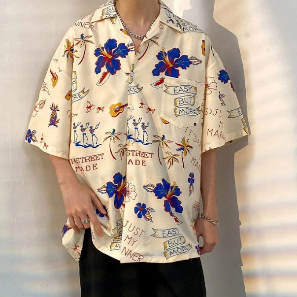 Hawaiian Style Printed Loose Shirt