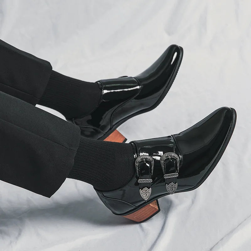 Luxury Classic High Heels Black Leather Shoes