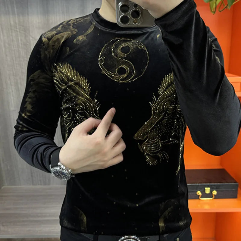 Fashion Animal Rhinestone Printed T-Shirt