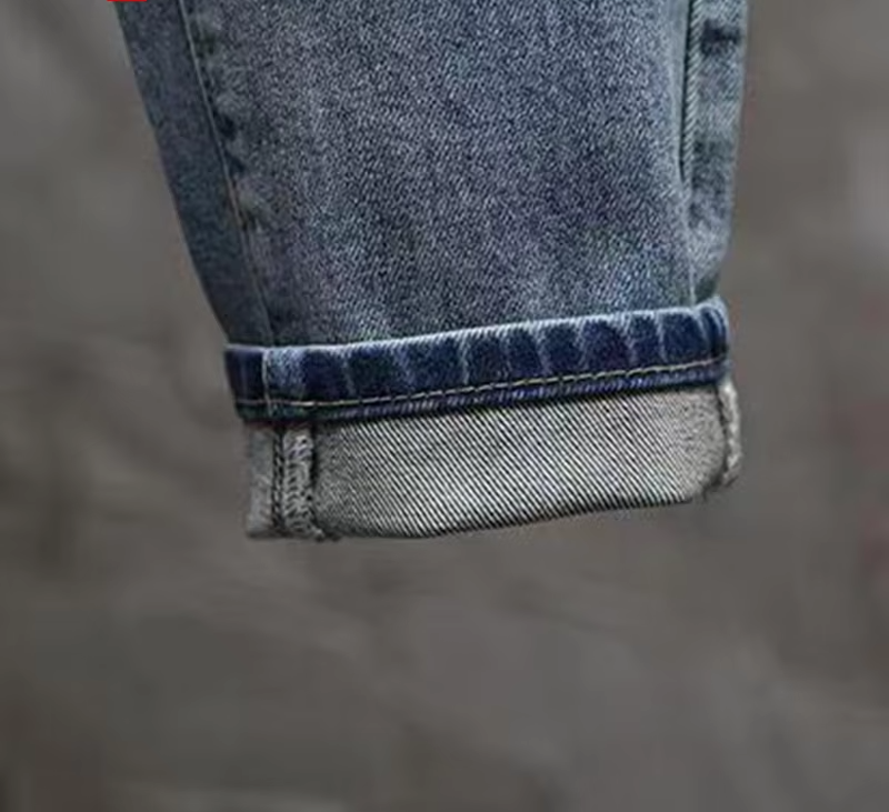Stonewashed Casual Patchwork Denim Jeans