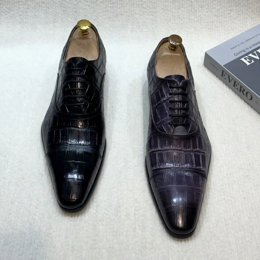 Luxury Croc-Embossed Formal Leather Shoes