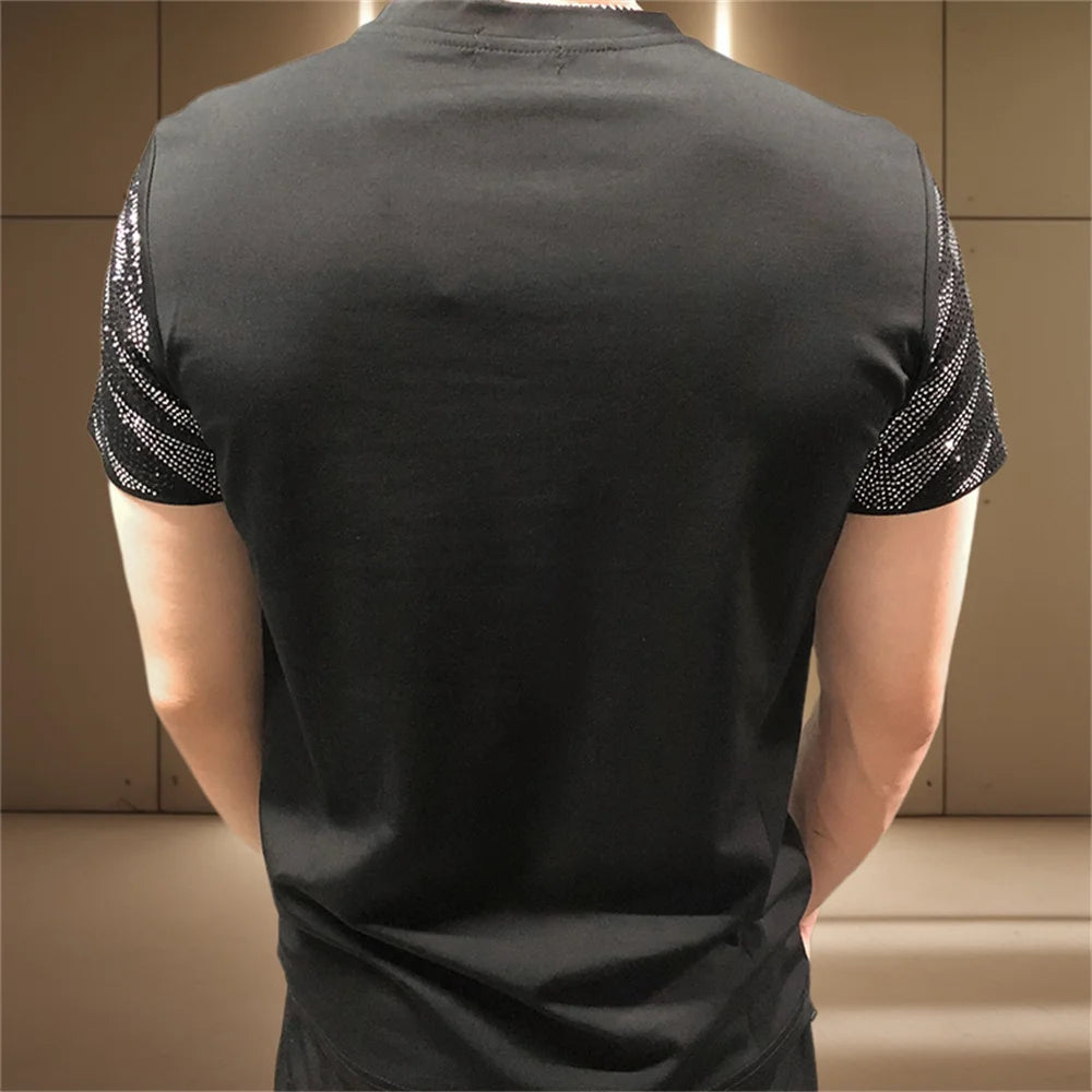 Broadcloth Fabric Rhinestone Design T-Shirt