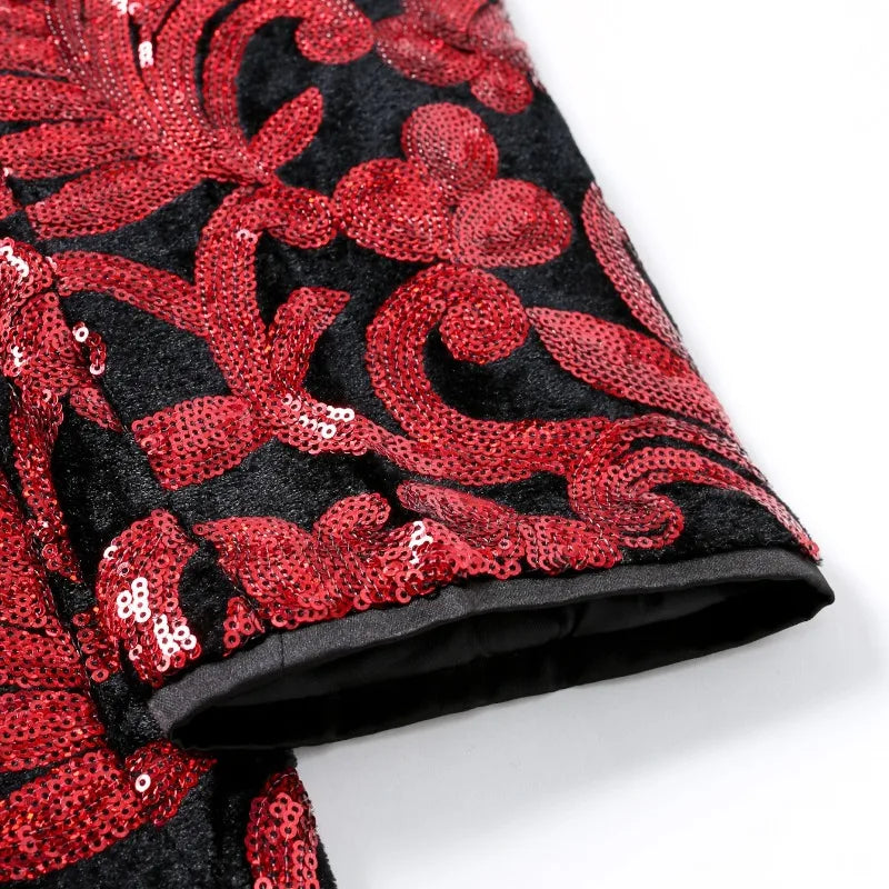 Red-Black Luxury Shimmer Blazer