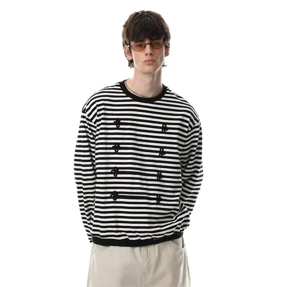 Two-Tone Striped Long-Sleeve T-Shirt
