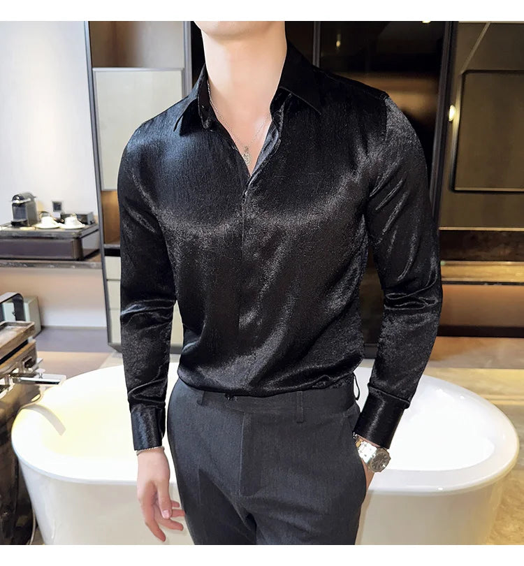 Glossy Anti-Wrinkle Slim-Fit Shirt