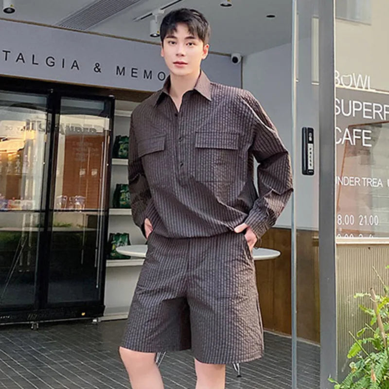 Casual Plaid Pattern Shorts Set