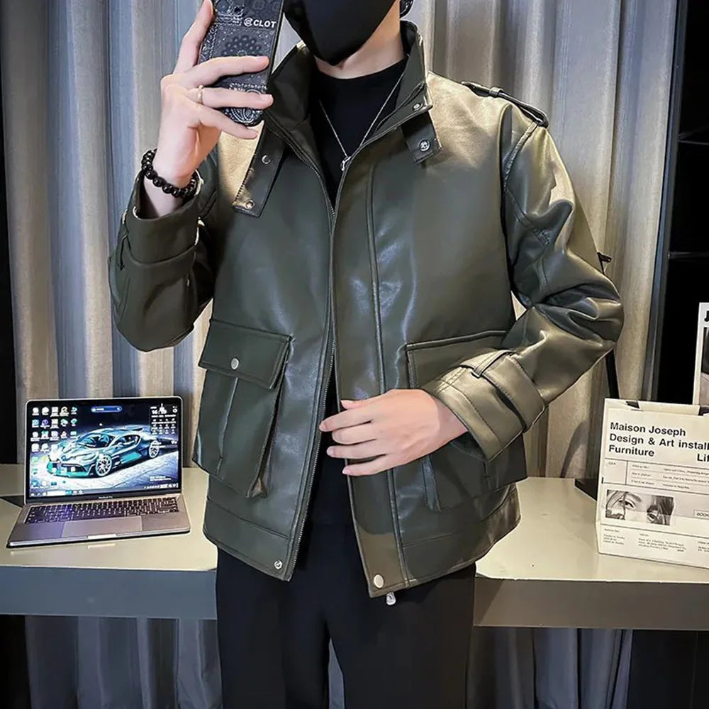 Y2K Pocket Zipper Motorcycle Jacket