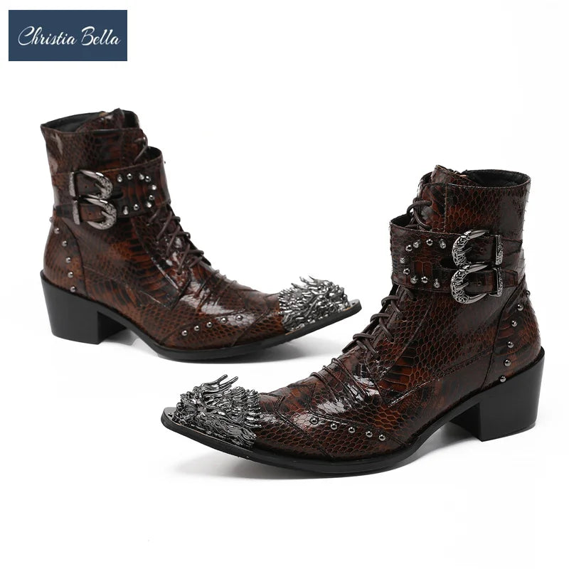 Dragon-Toe Gothic Punk Leather Boots