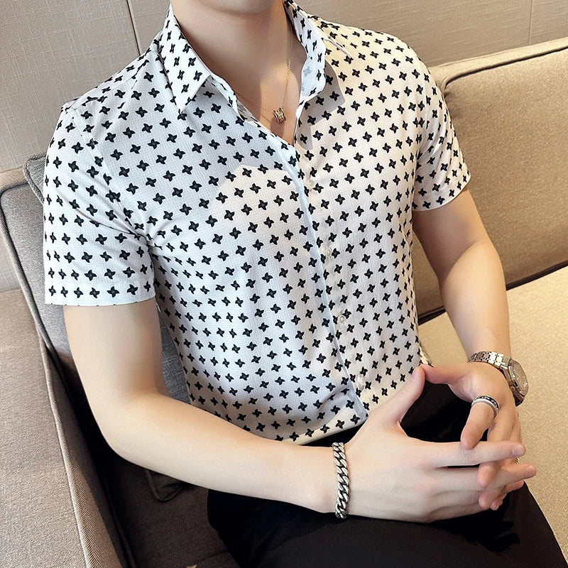 Geometric Print Short-Sleeved Shirt