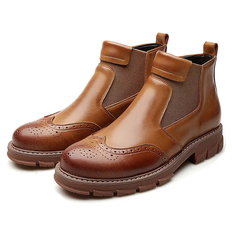 Solid with Fur Leather Chelsea Boots