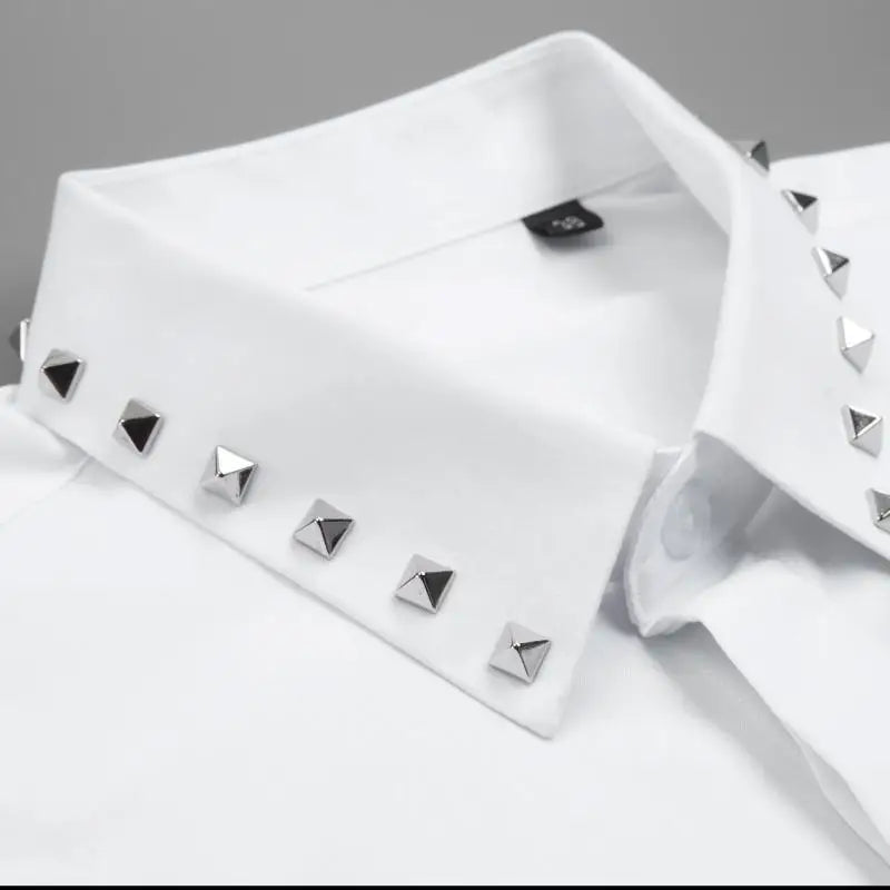 Solid Diamond Rivet Collar Shirt