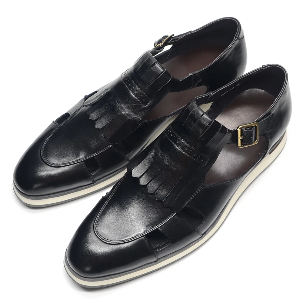 Buckle Strap Hollow Tassels Shoes