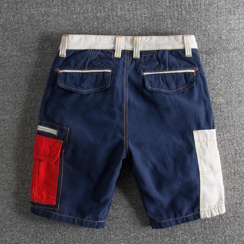 Patchwork Design Casual Cargo Shorts