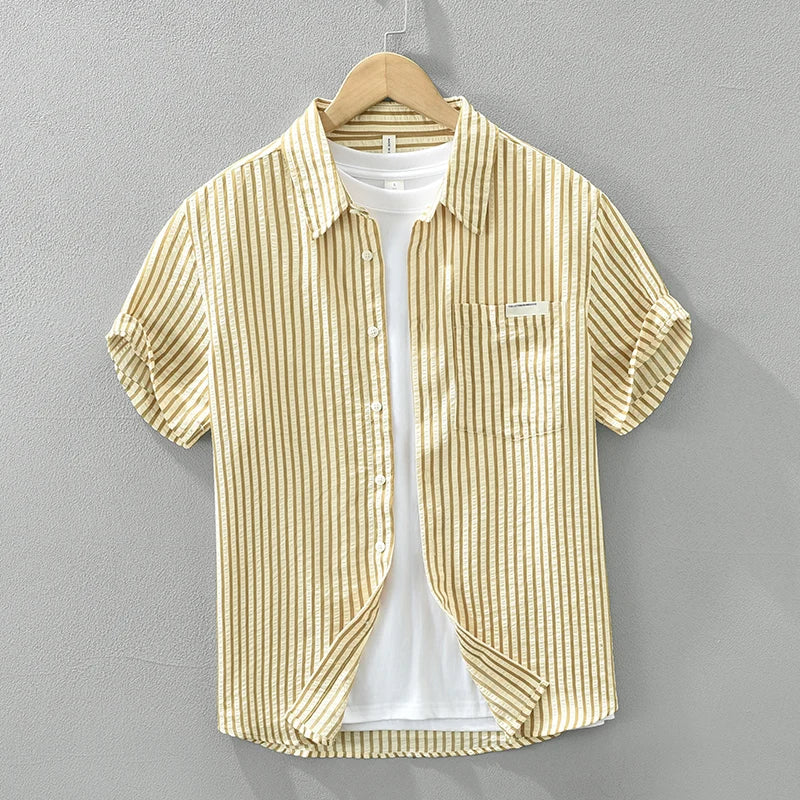 Striped Short Sleeve Summer Style Shirt