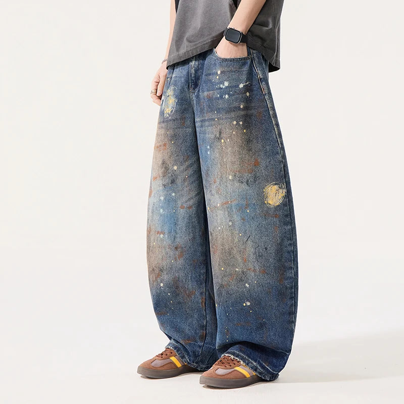 Ink Splash Graffiti Barrel Jeans
