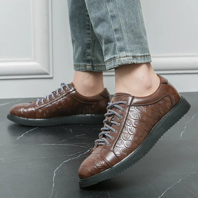 Natural Cowhide Leather Flat Sneakers