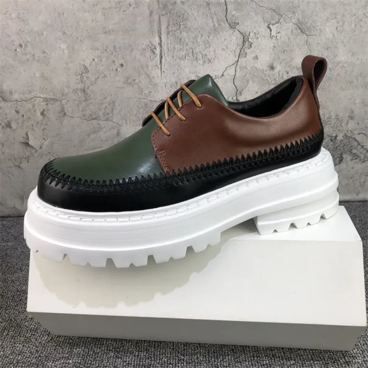Mixed Colors Split Leather Men's Shoes