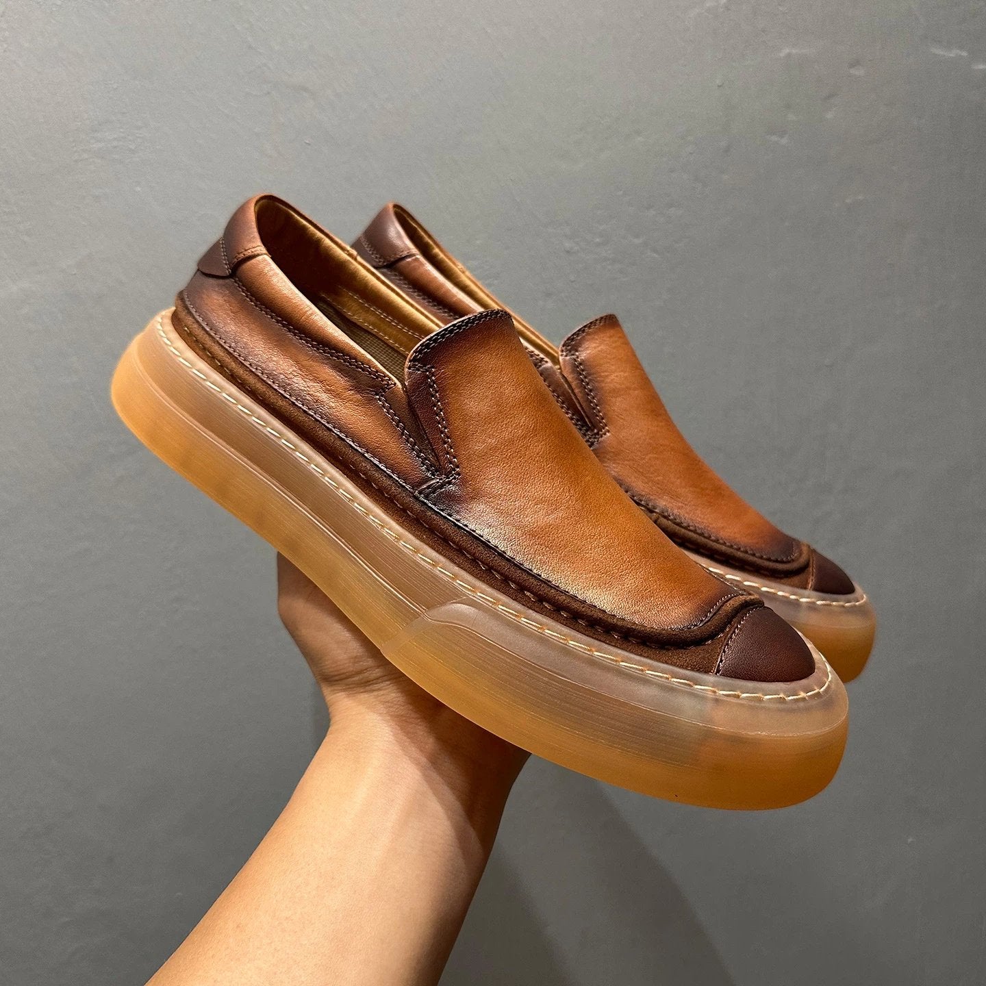 Solid Top Grain Leather Loafers