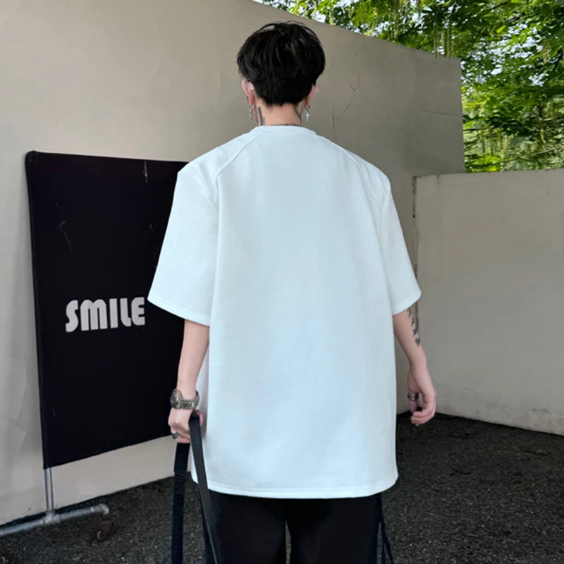 Solid Circle Letter Printed Loose T-Shirt