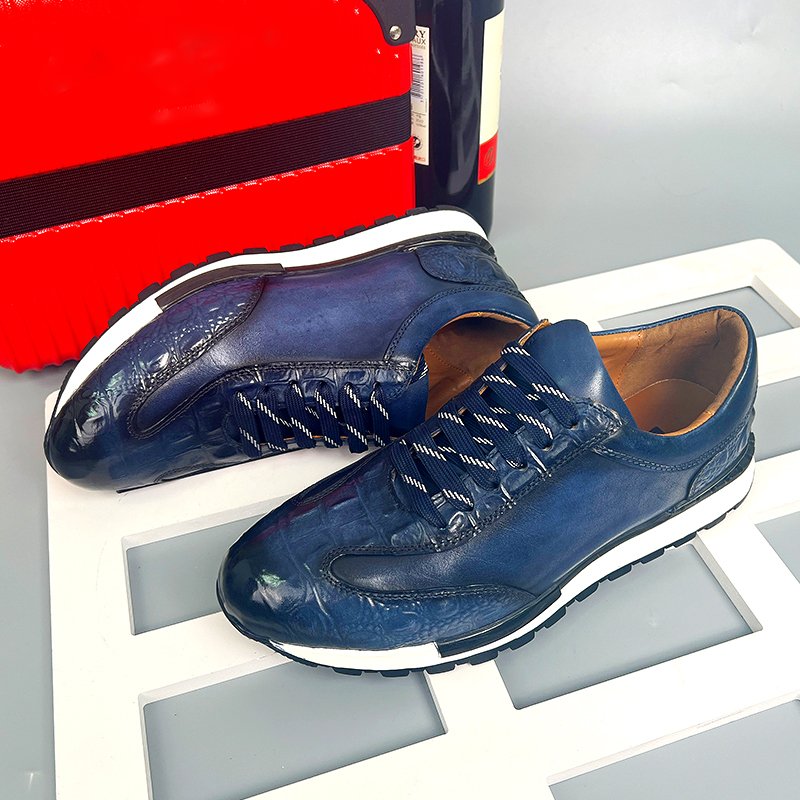 Lace-Up Patchwork Genuine Leather Shoes