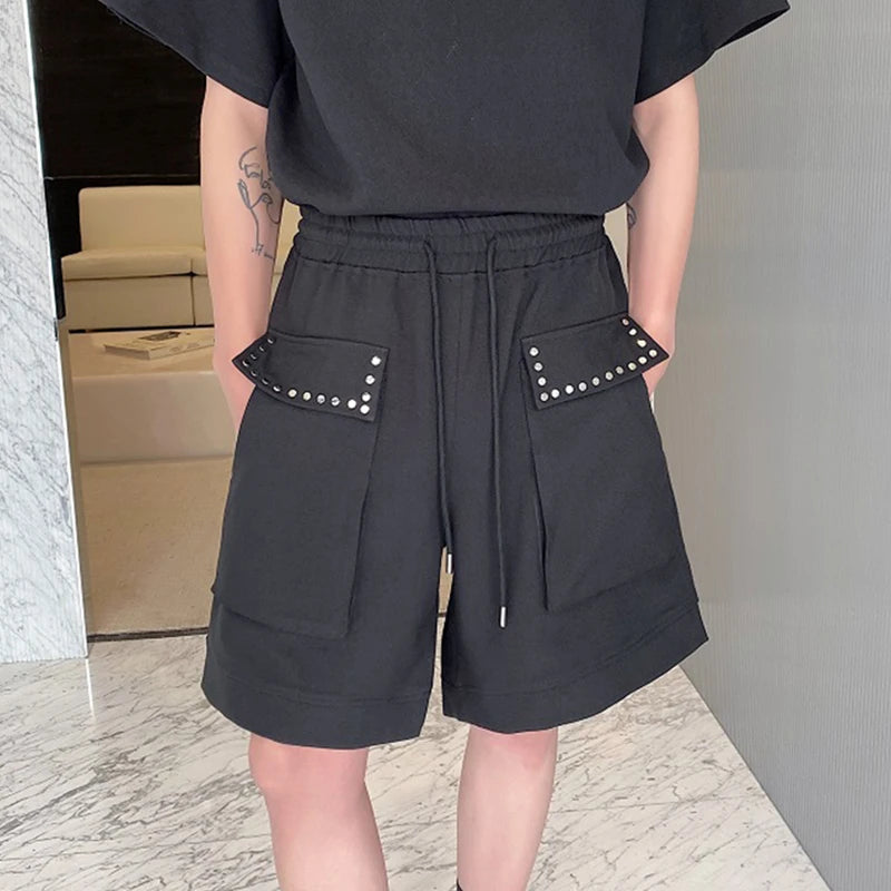 Elastic Waist Wide Leg Casual Shorts
