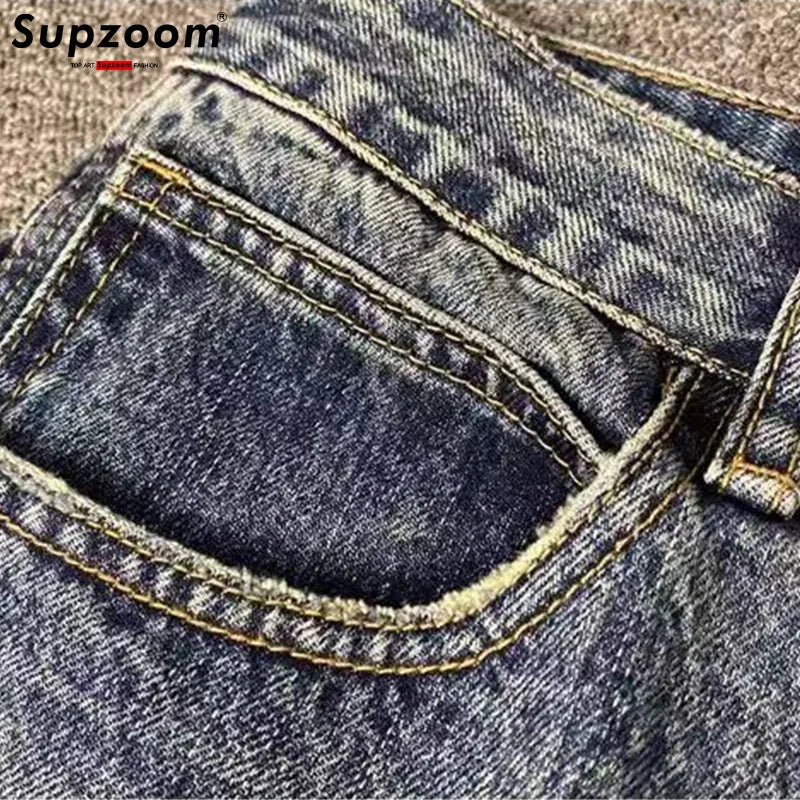 Loose Straight Embroidery Denim Men's Jeans