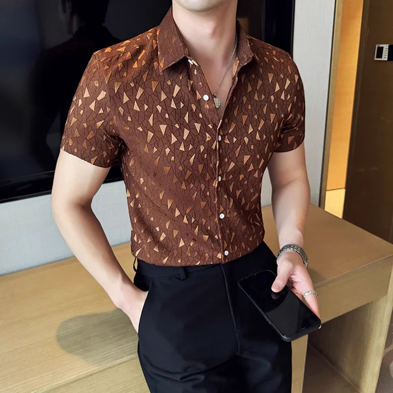 Geometric Slim Fit Single Breasted Shirt
