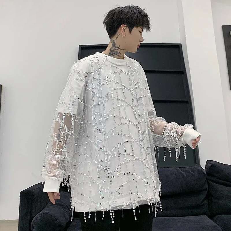 Sequins Decoration Casual Long Sleeved T-Shirt