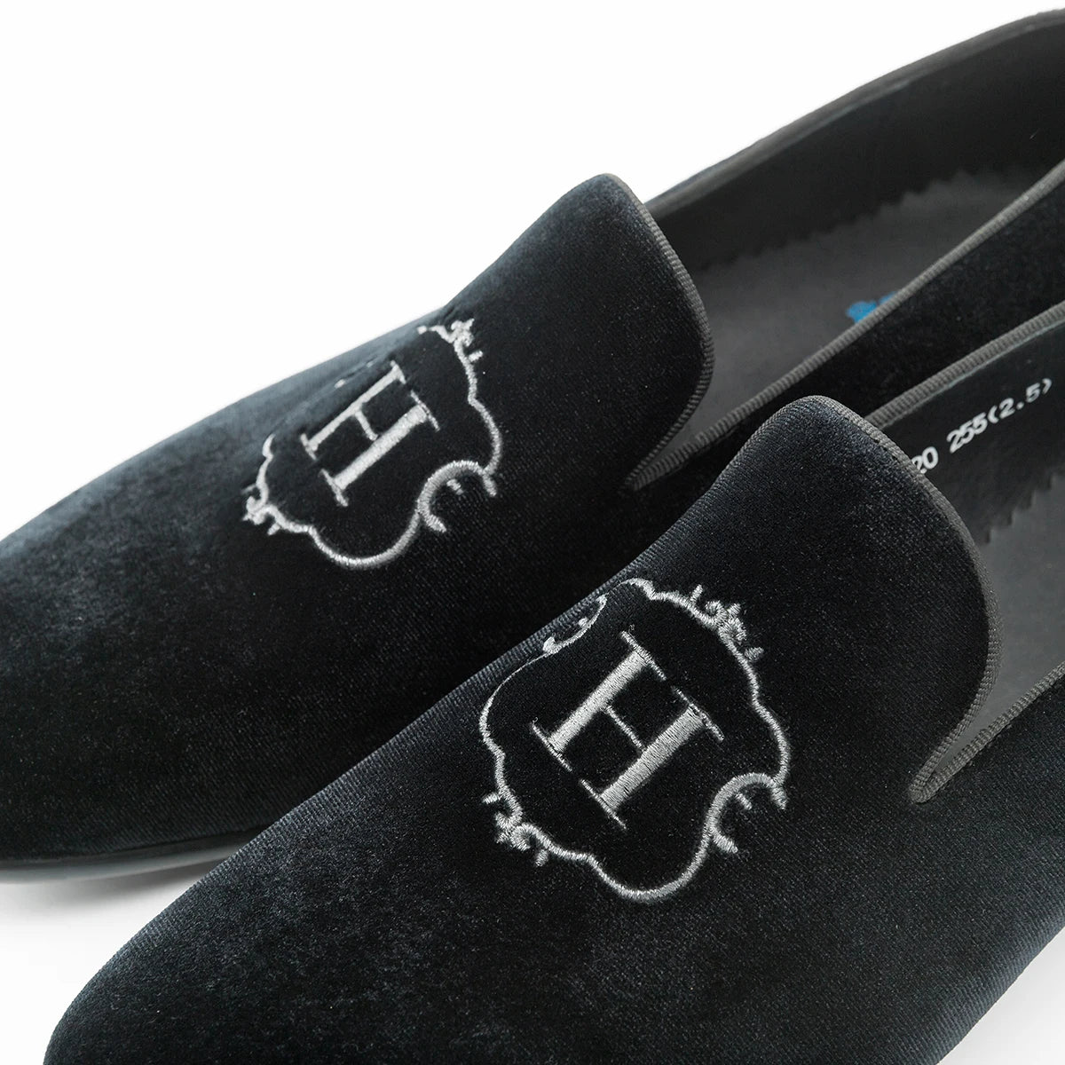 H Letter Embroidery Velvet Loafers