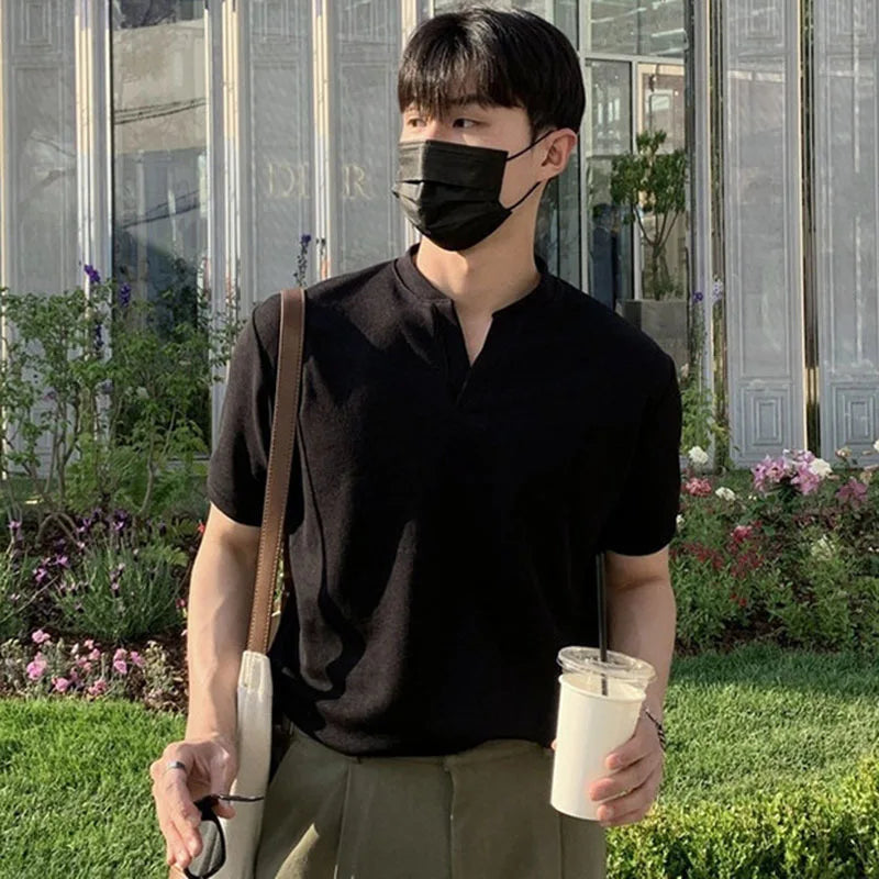 Casual V-neck Solid Color Chic T-Shirt