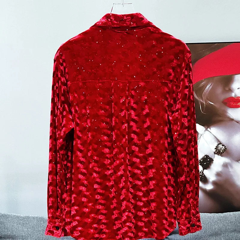 Fashion Velvet Design Versatile Shirt