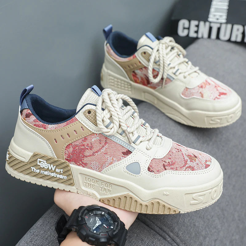 Abstract Painted Casual Patchwork Sneakers