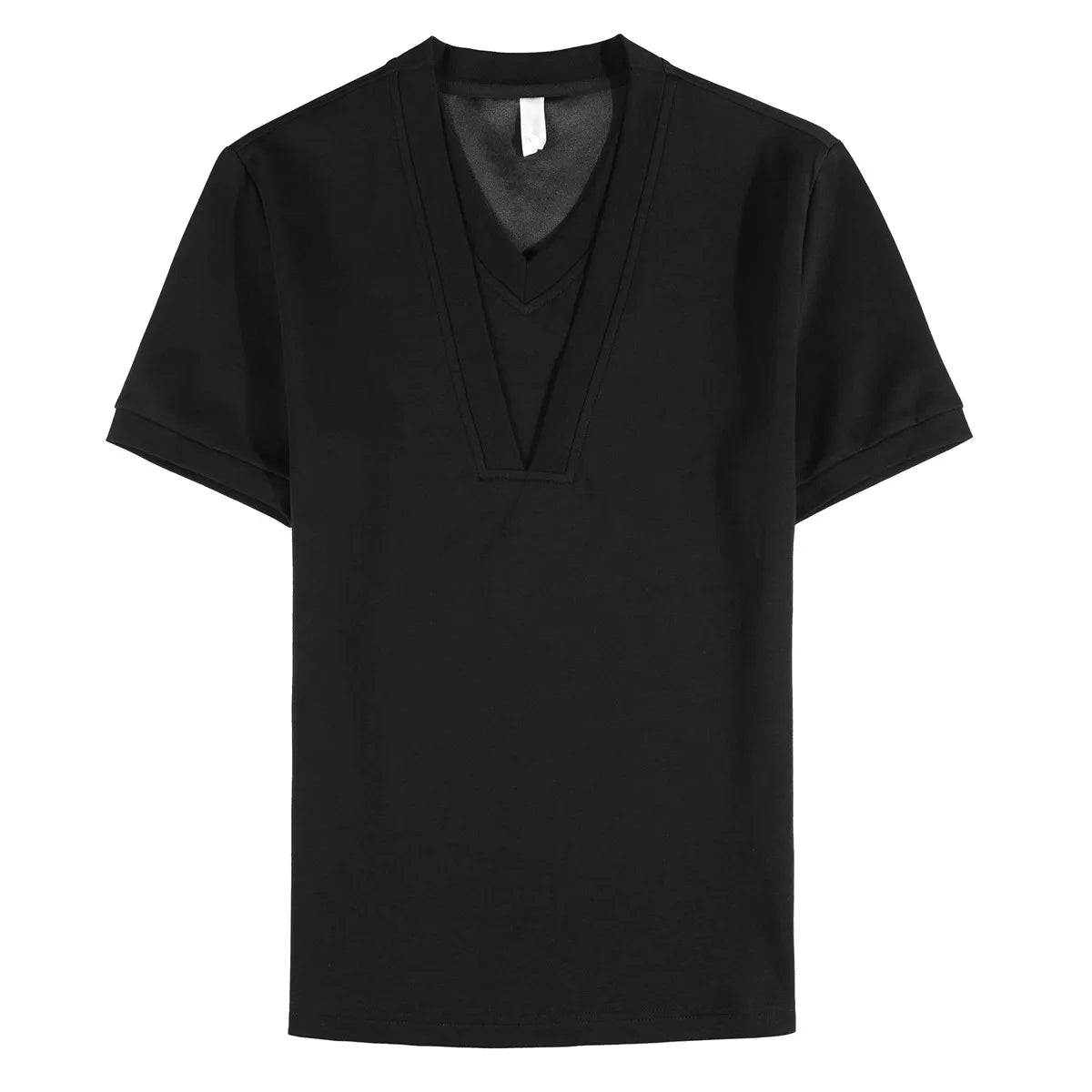 Double Layer V-Neck Solid T-Shirt