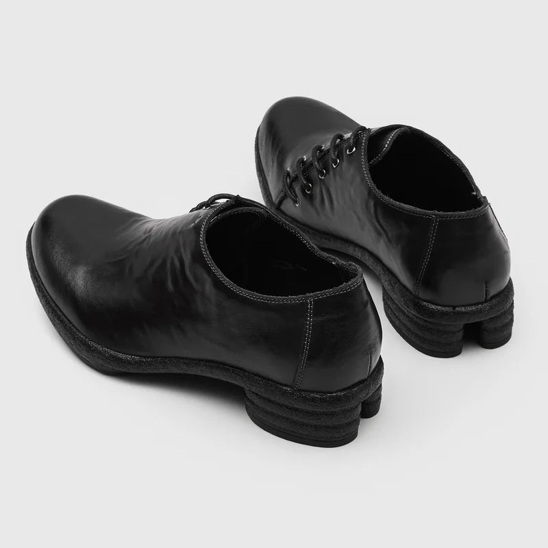 Sided Lace-Up Leather Derby Shoes