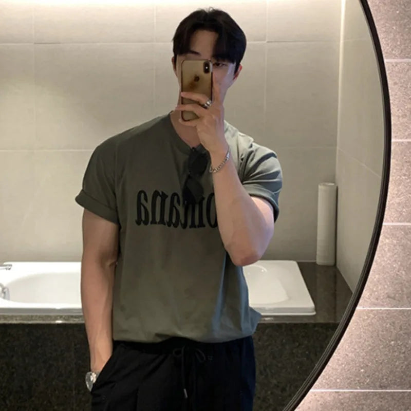 Solid Letter Loose O-neck T-Shirt