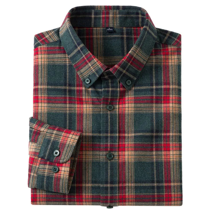 Plaid Cotton Flannel Men's Shirt