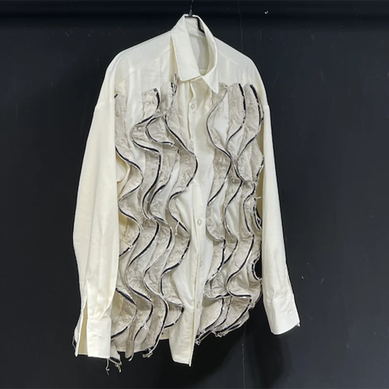 Solid Wave Zippers Patchwork Shirt