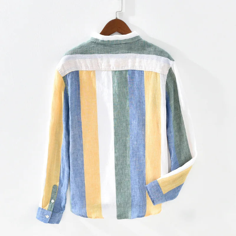 Striped Linen Long-Sleeved Casual Shirt