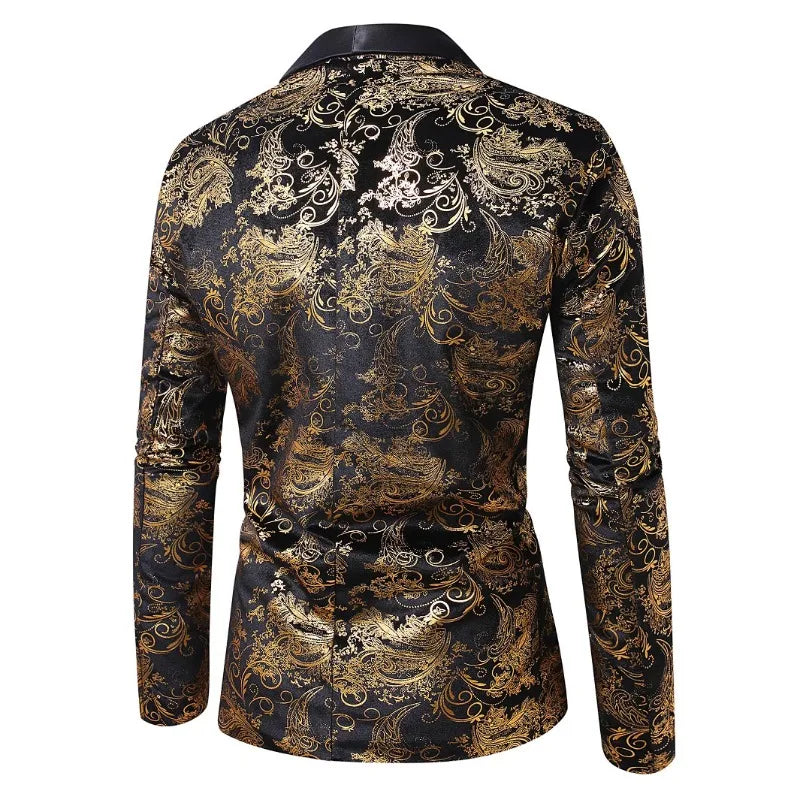 Gold Black Luxury Jacquard Blazer