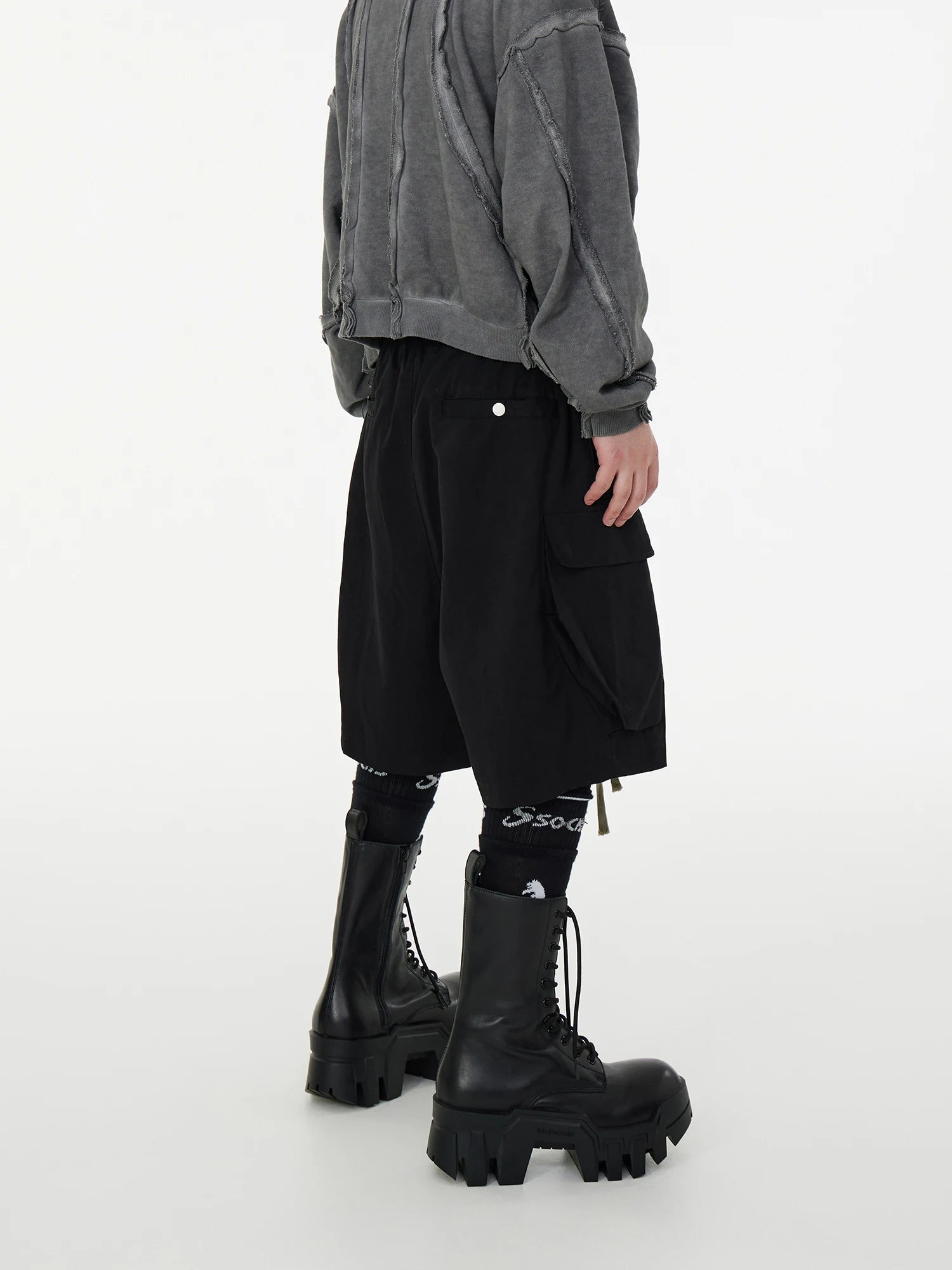 Black Zipper Techwear Shorts