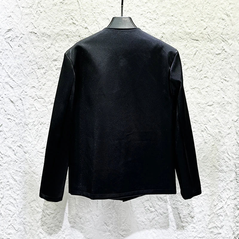 Metal Buckle Design Loose Blazer