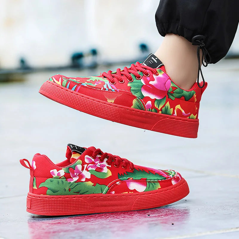 Fashion Big Flower Pattern Sneakers