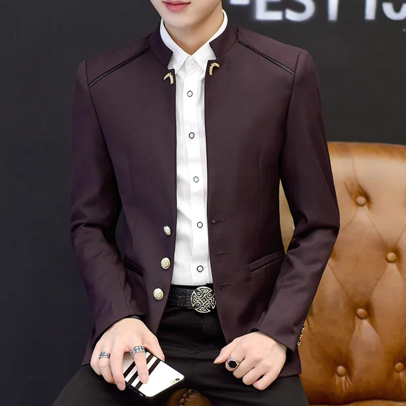 Elegant Badge Buttons Long Sleeve Blazer